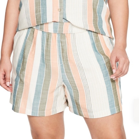 SONOMA 5X multi color stripe drop shoulder camp shirt and short set - Picture 16 of 16